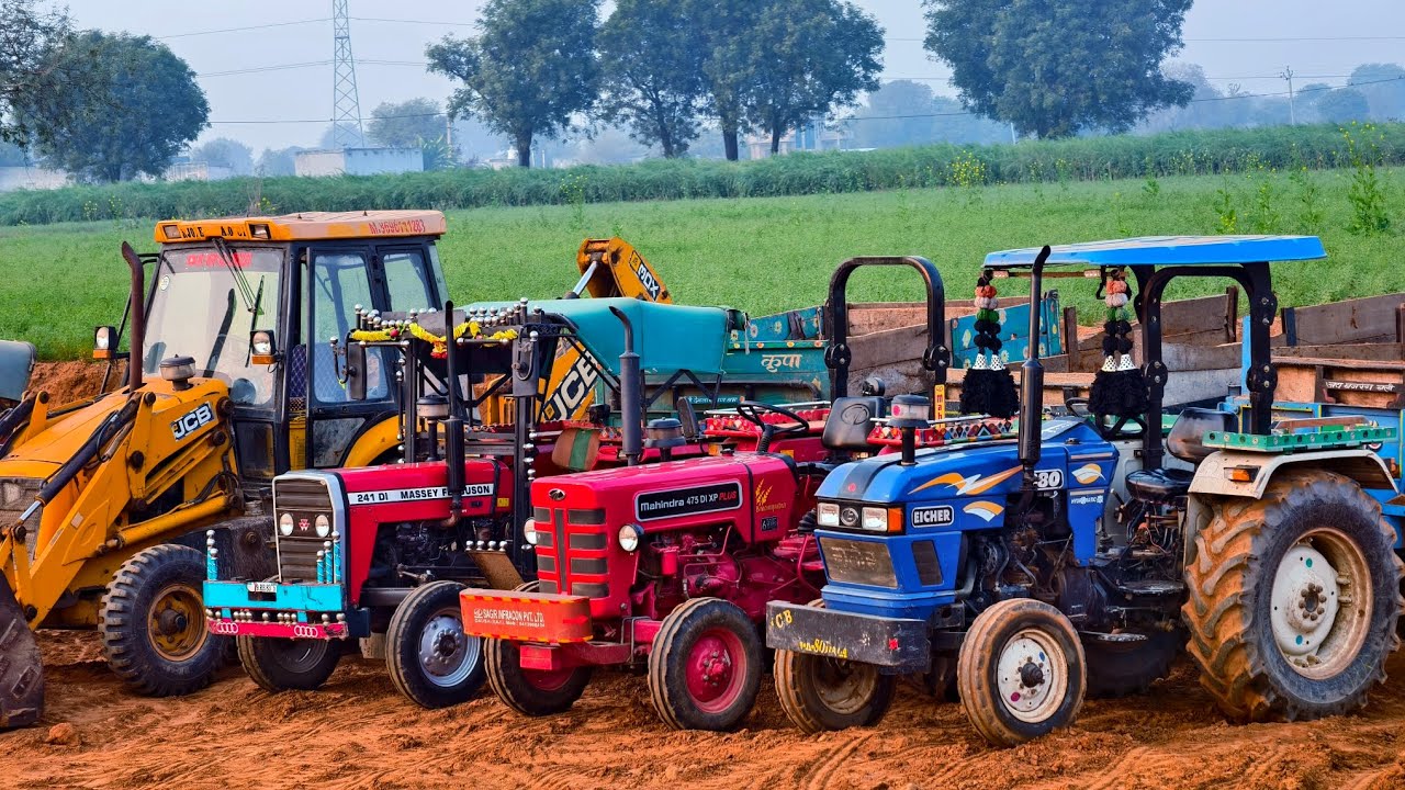 JCB 3dx Eco Machine Loading with Tractor Stuck in Mud New Holland 3630 Swaraj 855 Fe Eicher 380 |JCB