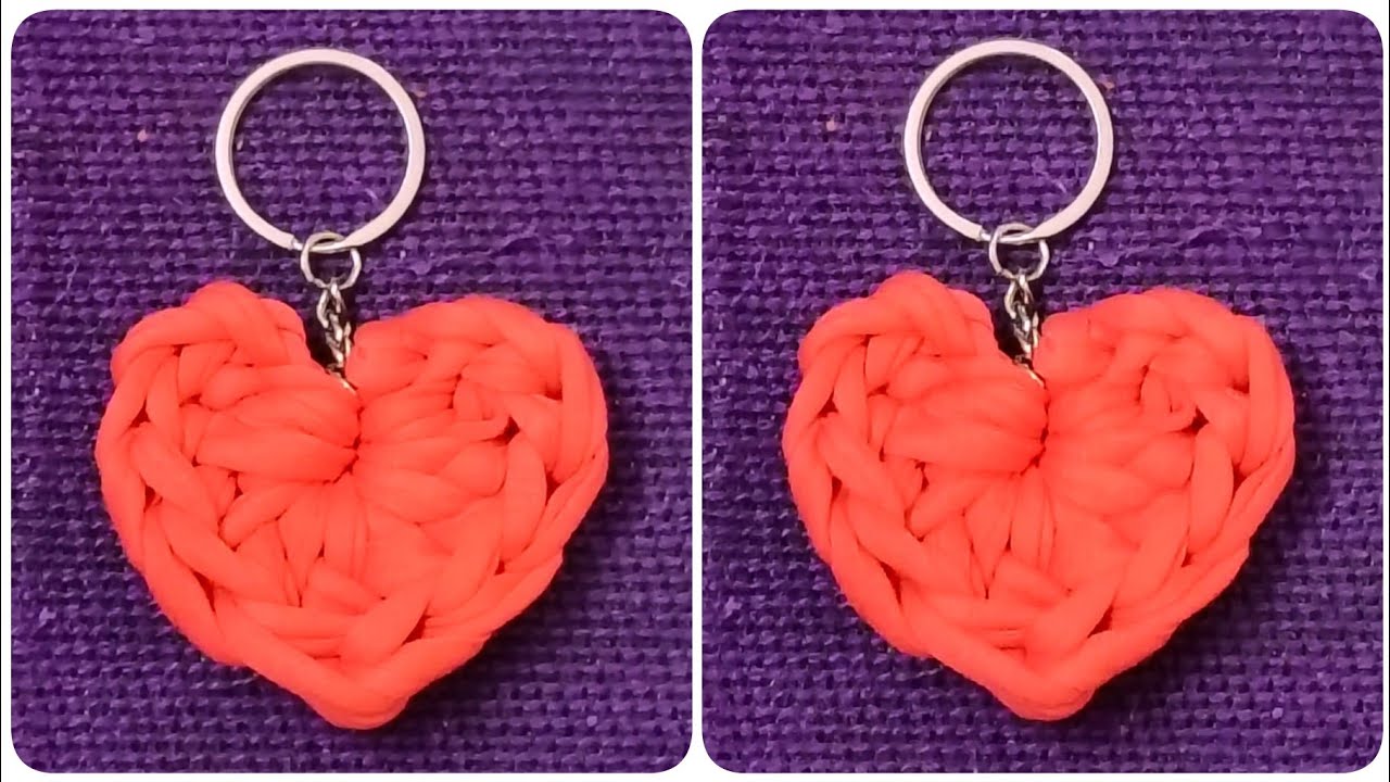Make T-Shirt Yarn Heart Keychains In 5 Mins ❤️