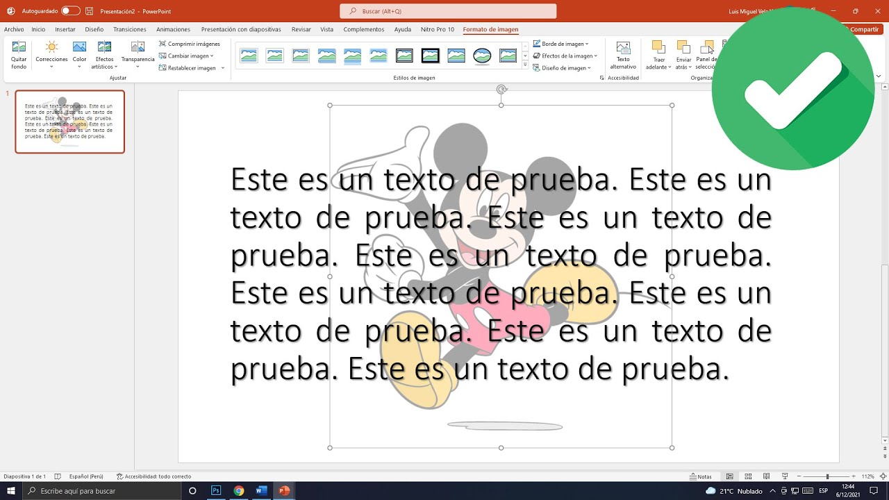 Como poner una imagen detrás del texto en Power Point