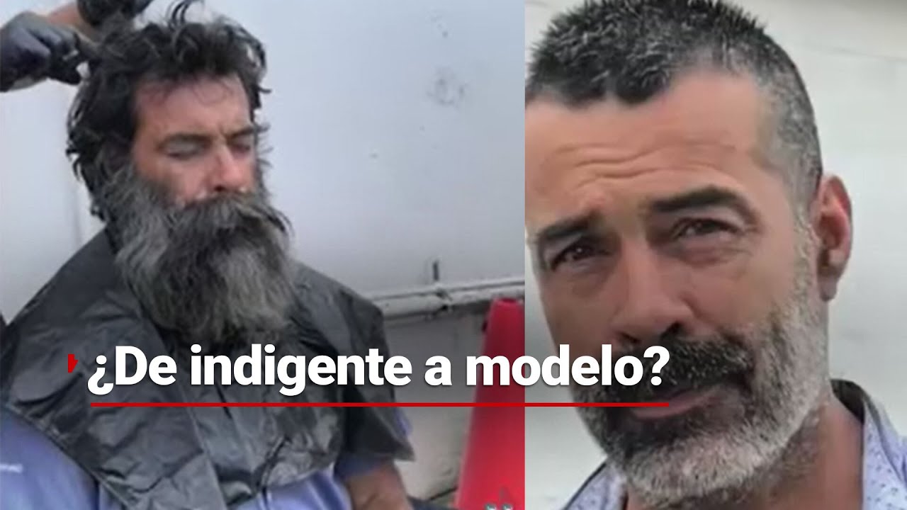 ¡SÍ, ES EL MISMO! Un desconocido le cambió el look a un hombre en situación de calle
