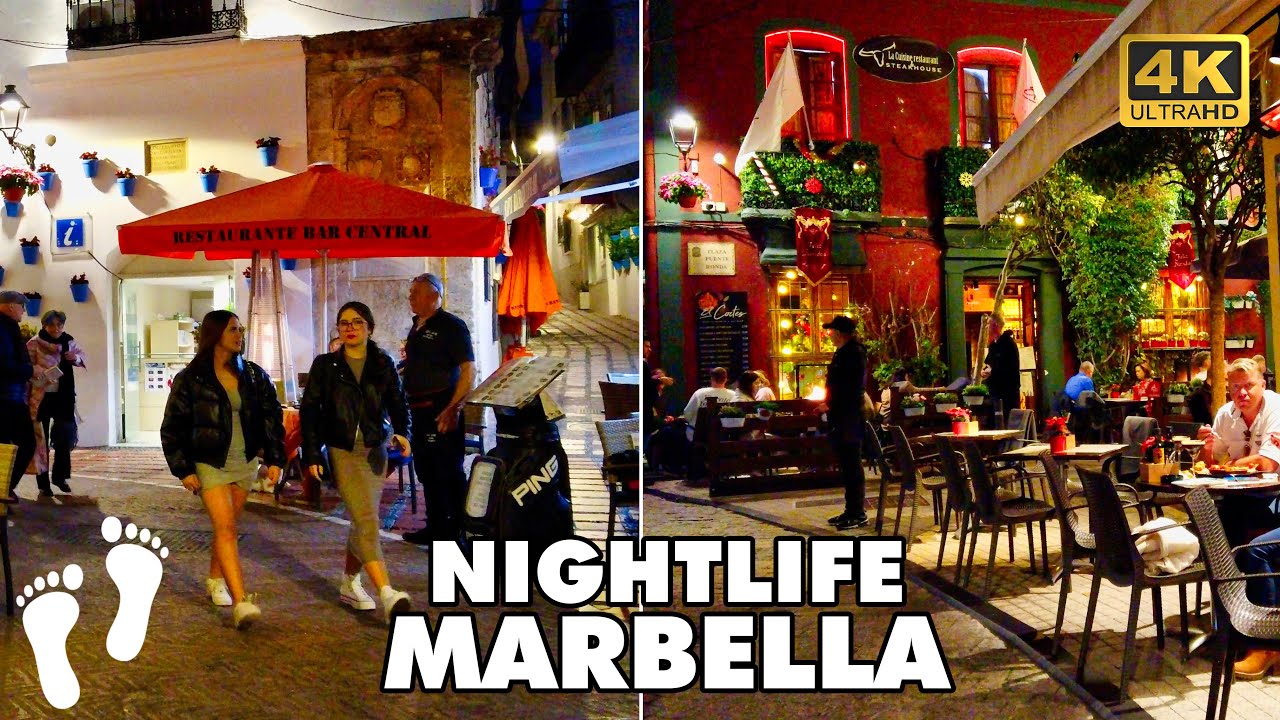 MARBELLA Nightlife Old Town Costa del Sol Spain 🇪🇸‍ | 🚶‍ Walking Tour [4K UHD]