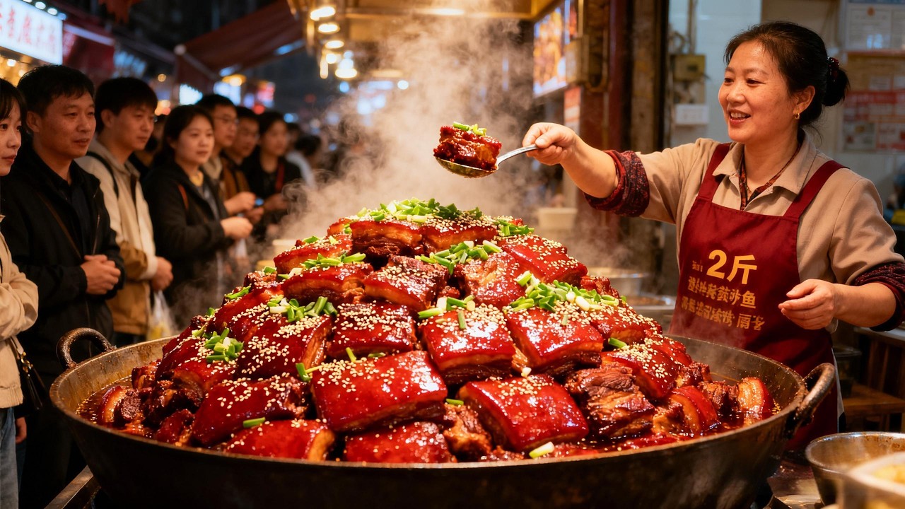 无锡漂亮老板娘卖红烧肉，一块108元两斤重，一天能卖100多块！【好食勇哥】