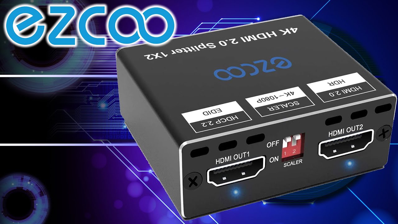 ezcoo HDMI Splitter 1x2 [4K 60Hz 4:4:4 HDR] Scaler 4K zu 1080p,  Scaler EDID Switch