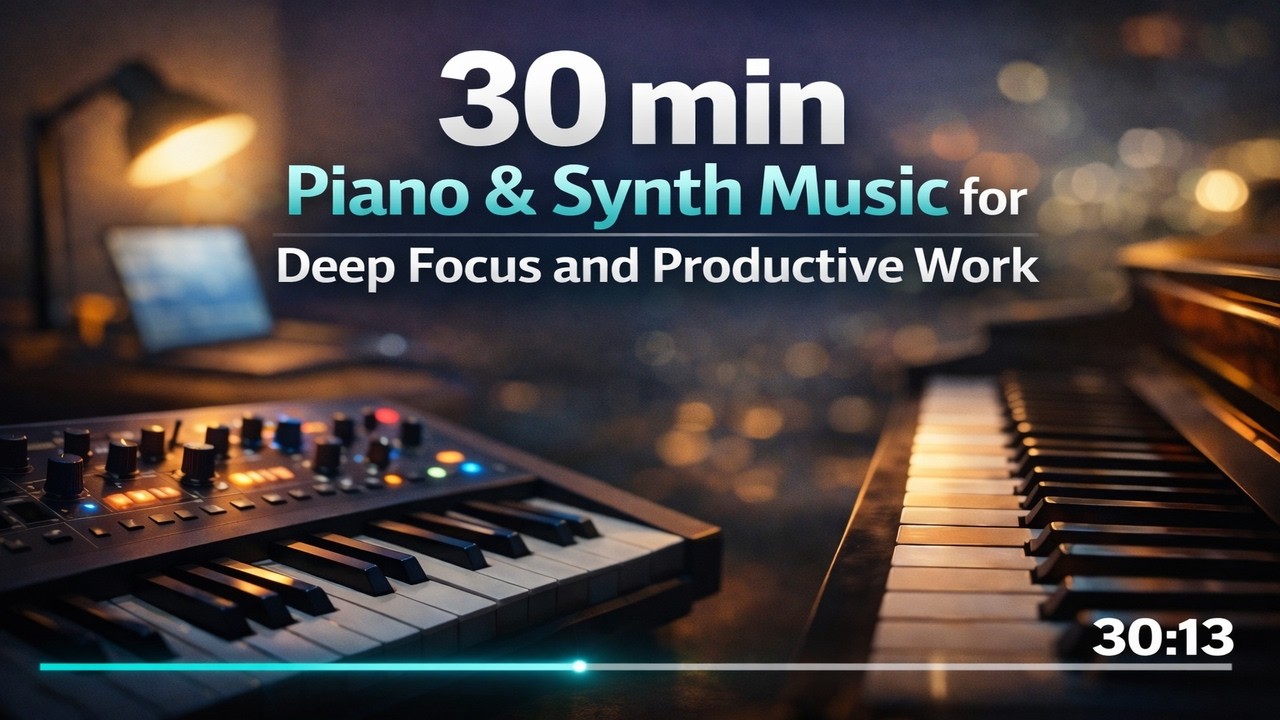 30 min Piano & Synth Music for Deep Focus and Productive Work