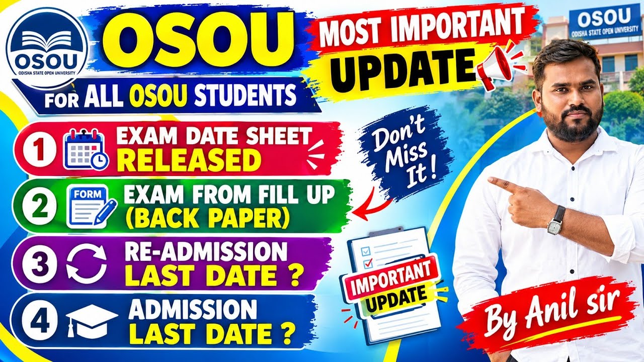 OSOU RELEASED 4 MOST IMPORTANT NOTIFICATION FOR ALL OSOU STUDENTS 🤔 DETAILS BY ANIL SIR 👍