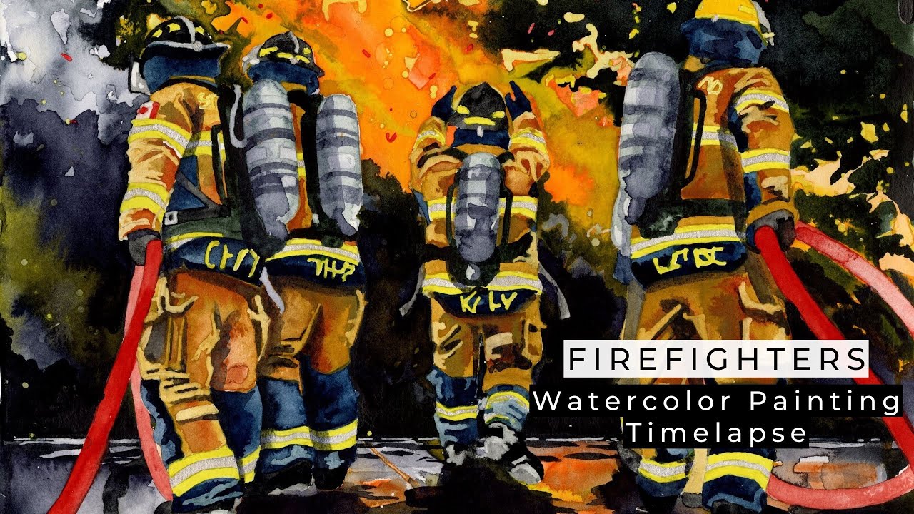 Firefighter Watercolor Painting Time Lapse: Name TBA
