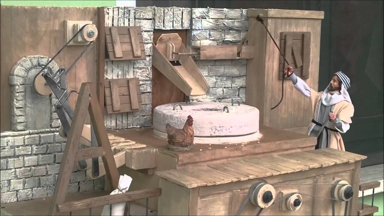 Filmato mulino presepe con personaggi da 30 cm