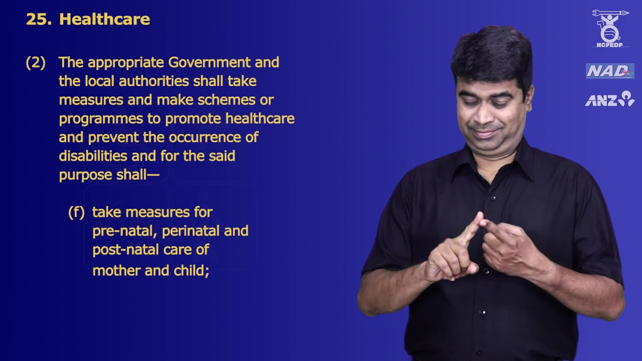Charter V- Social Security, Health, Rehabilitation and Recreation, RPWD Act 2016 in sign language