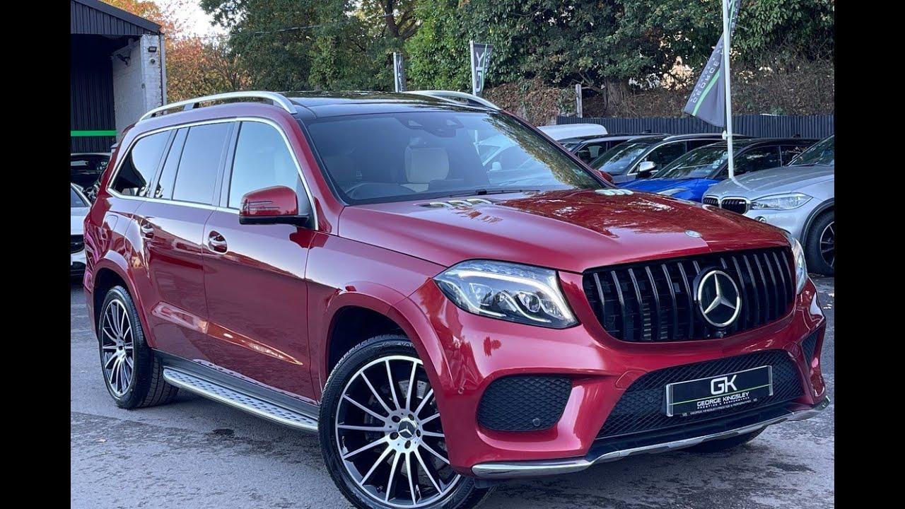 2017 Mercedes GLS 350d Designo Line with B&O BeoSound, Hyacinth Red, Distronic for sale at GK