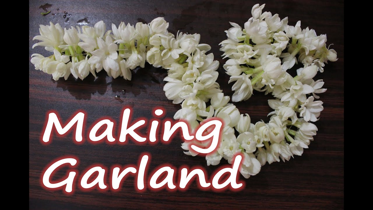 How to make a Garland of Jasmine Flowers (Easy DIY technique without Needle)