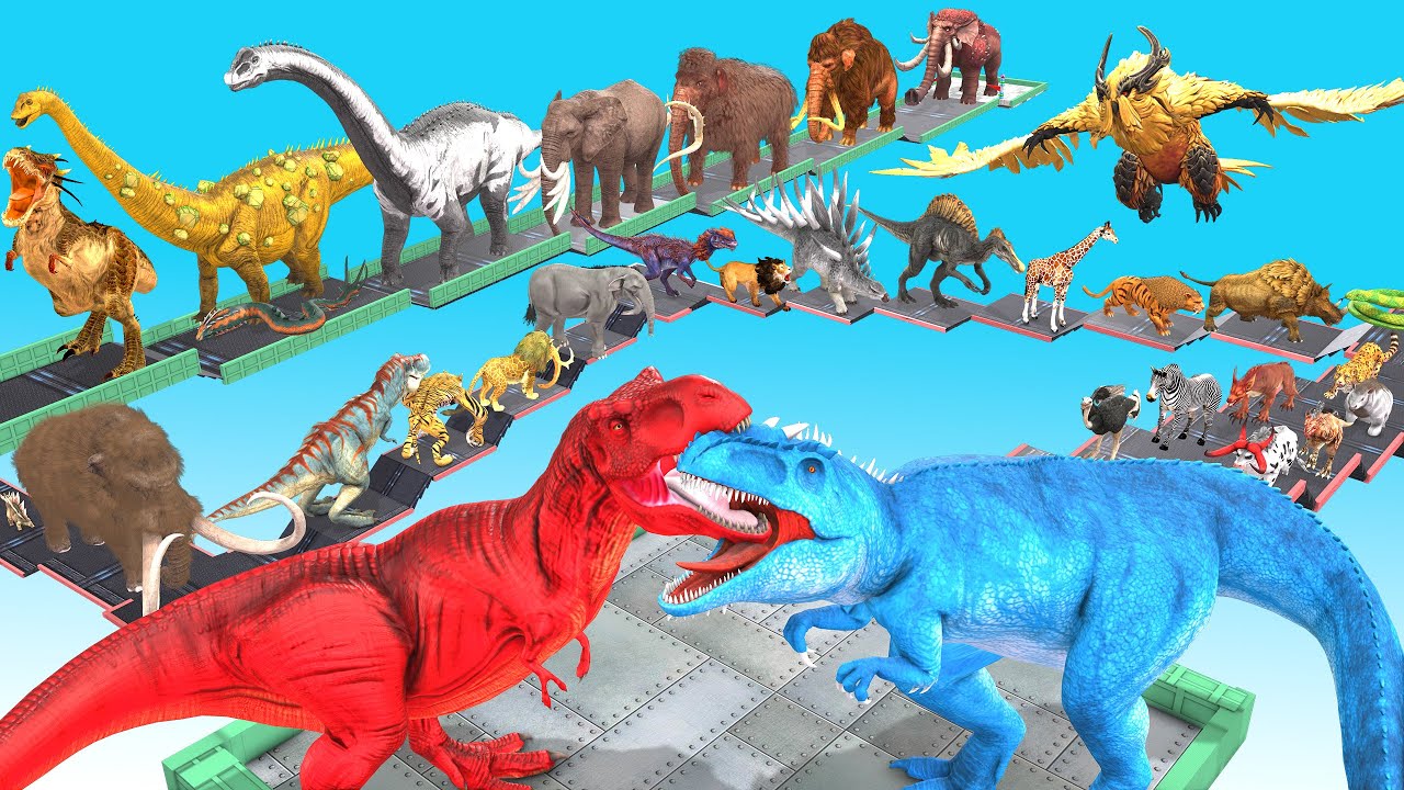 EPIC GIGA T-REX DEATHRUN The Toughest of All Animals Dinosaurs Fight Animal Revolt Battle Simulator