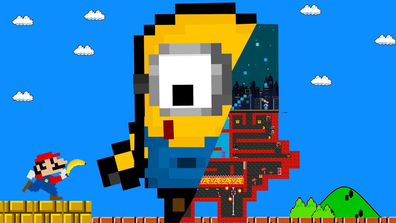 Game Box: Minion Giant Maze Vs Super Mario! Game animation
