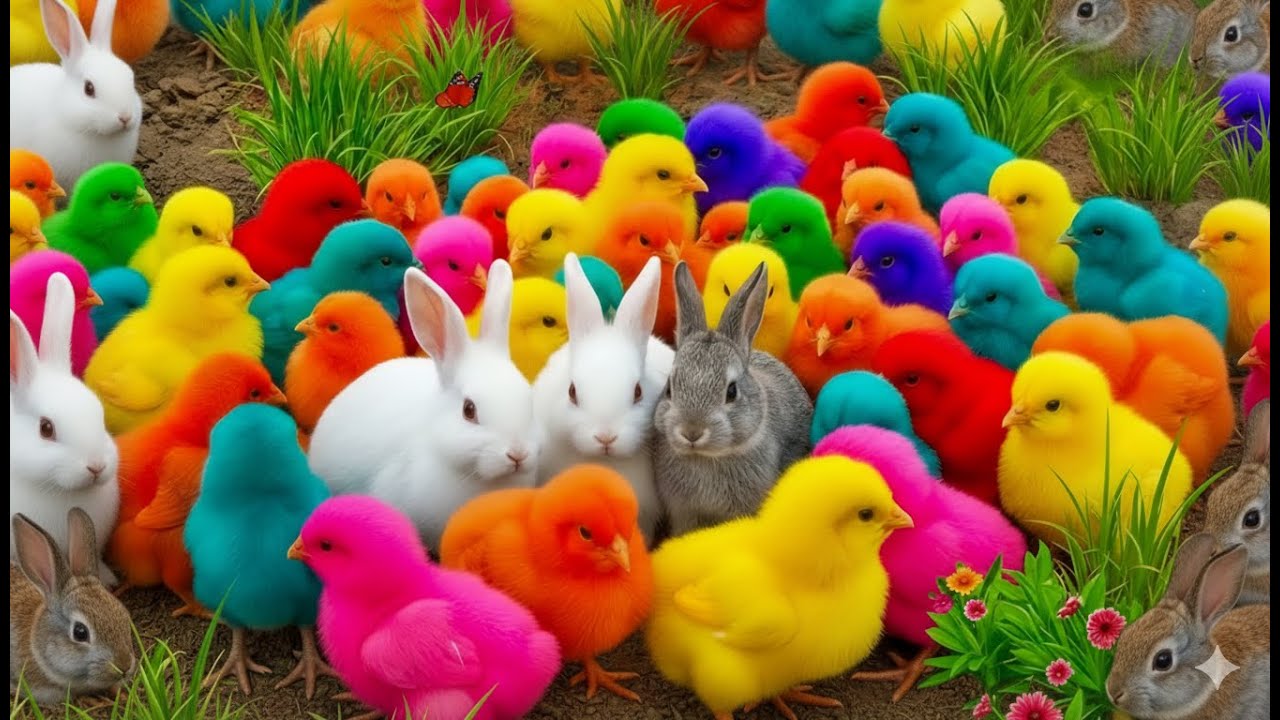Ayam Lucu, ayam warna warni, ayam rainbow, kelinci lucu, bebek lucu, ikan koi, Hewan Lucu 🐤🐣