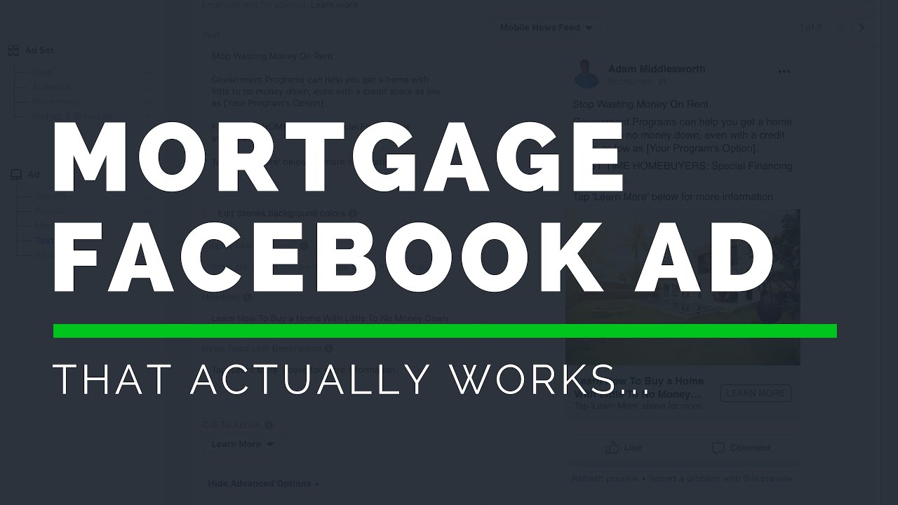 Посмотрите, как я создаю рекламу ипотеки на Facebook, которая действительно работает