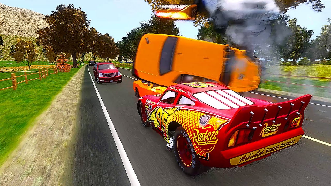 Crazy Lightning McQueen Crashes - GTA 4 Real Car Crashes Ep.57
