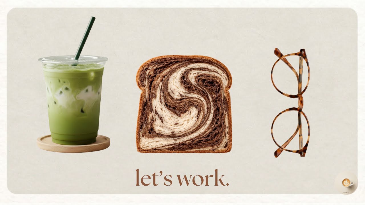 iced matcha, chocolate swirl and work time.