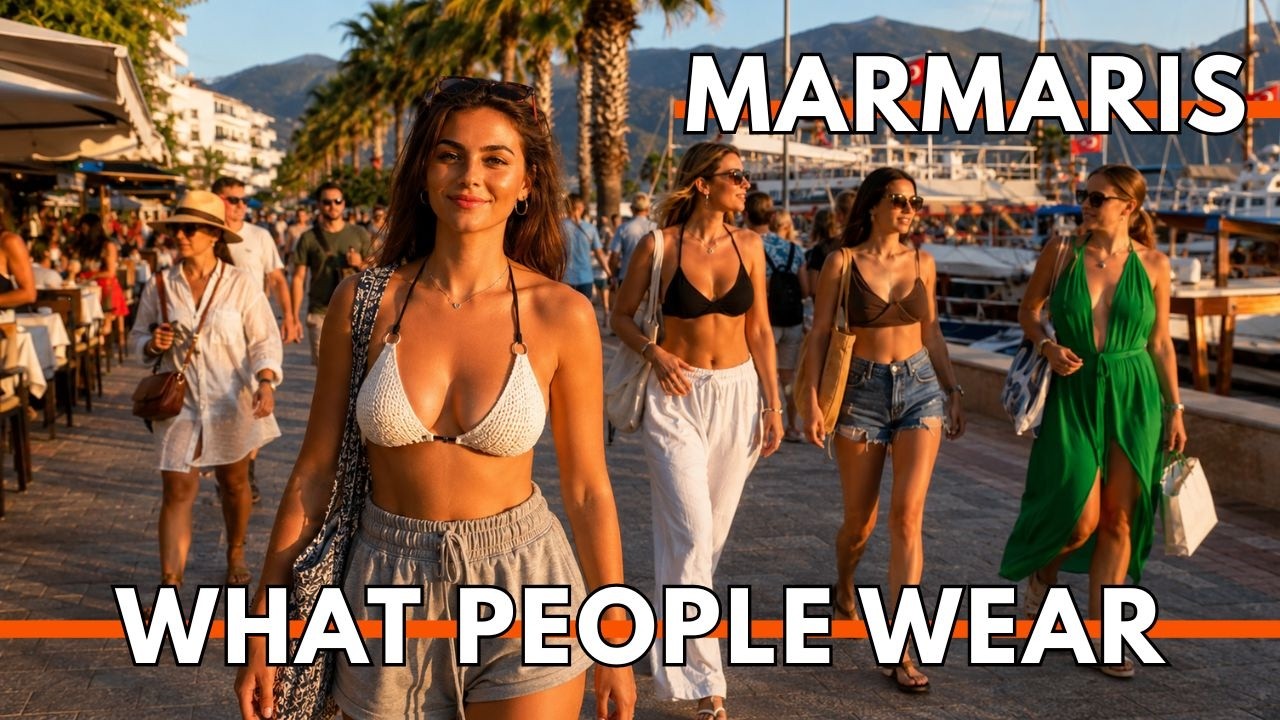 Marmaris Turkey 4K Walking Tour | What People Wear in Summer, Beach Fashion & Real Life
