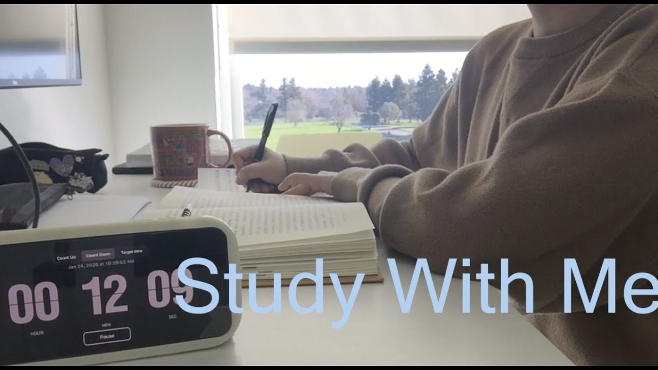 Study with Me | 1 Hour Countdown Timer | Quiet Library Ambiance | Productive Morning