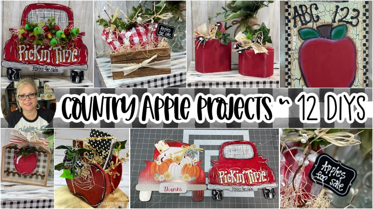 🍎🍃🍏COUNTRY APPLE HAND-PAINTED PROJECTS ~ 12 DIYs to Inspire YOU!! DOLLAR TREE HOBBY LOBBY