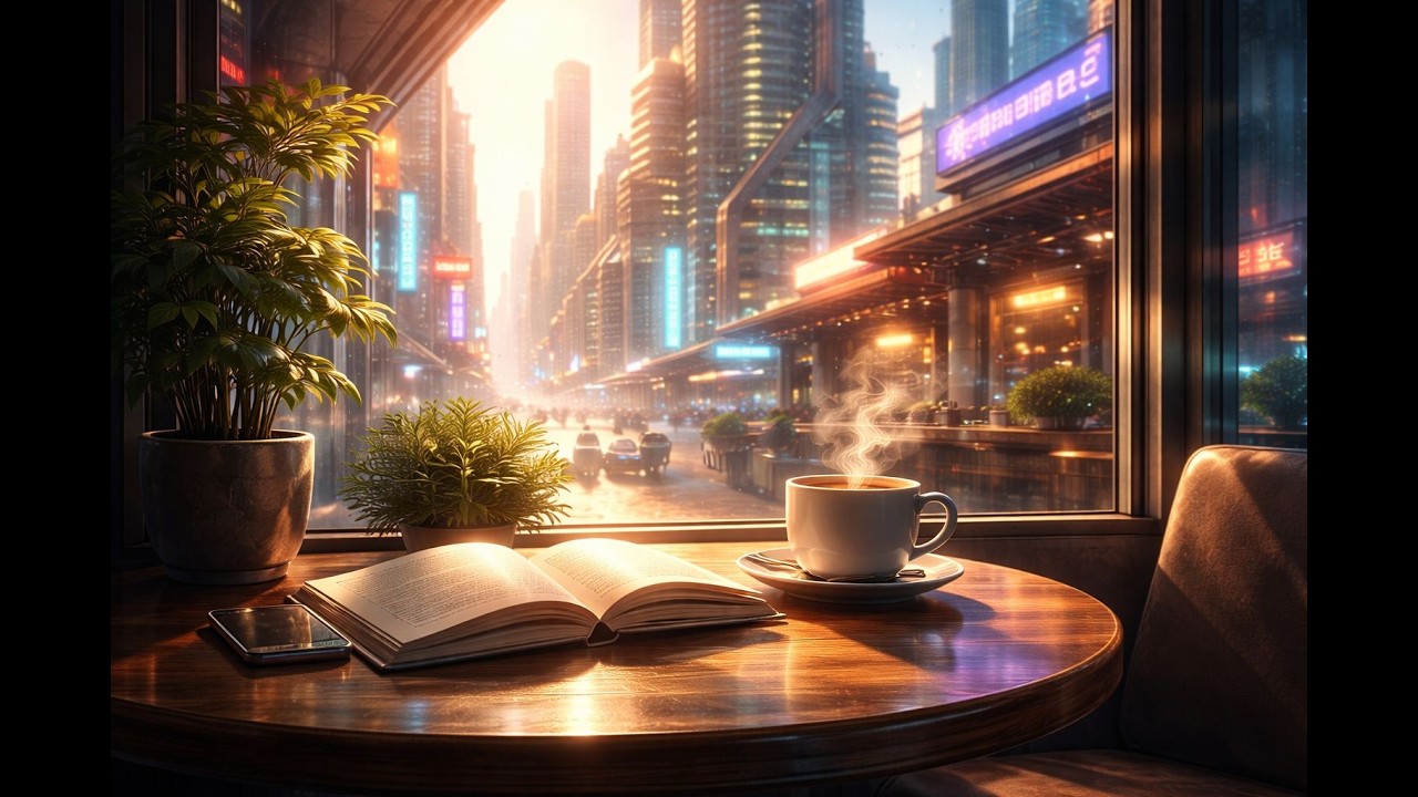 Cyberpunk Coffee Morning ☕ Dark Techno Synthwave for Focus