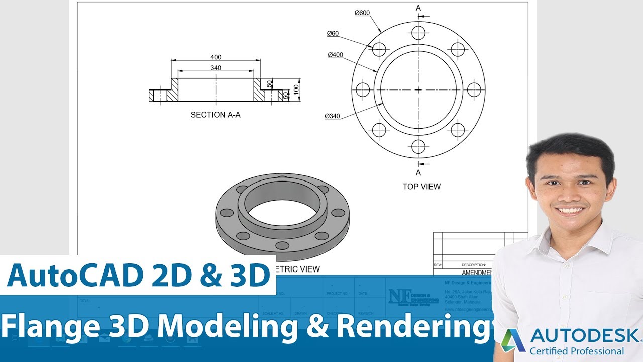 #039 I AutoCAD: 3D Flange Modeling & Rendering I Nazmi Ismail