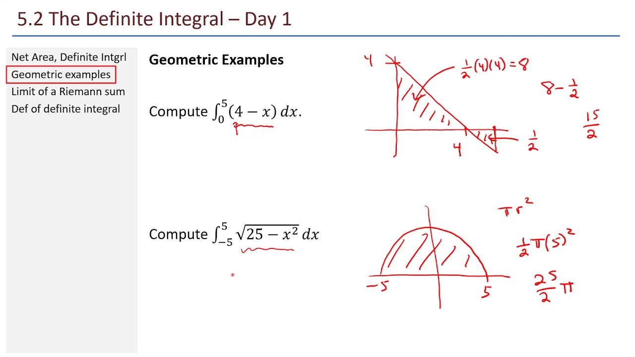 Math 211 - 5.2 Definite Integral (part 1 of 2)