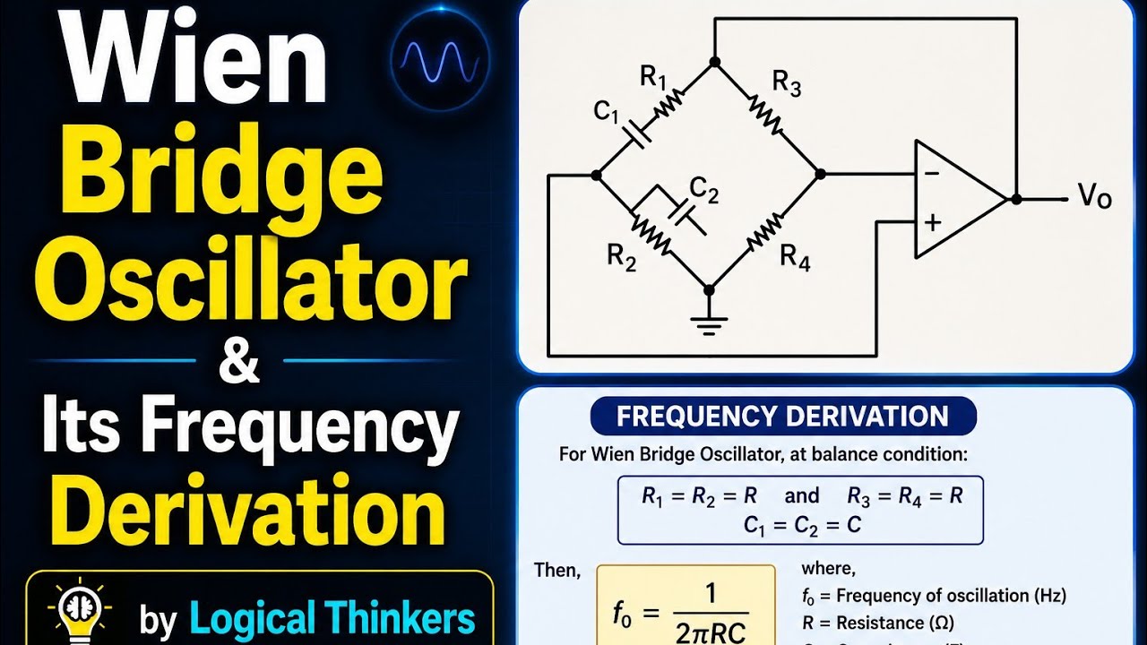 Wien Bridge Oscillator using Op-amp || Frequency Derivation (Easy Explanation )