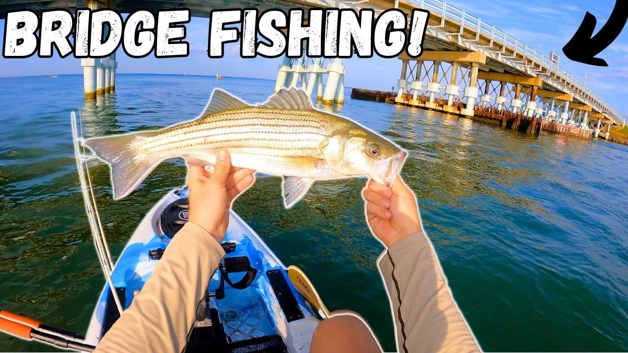 Jigging BRIDGE Pilings For HUNGRY FISH! Chesapeake Bay Kayak Fishing!