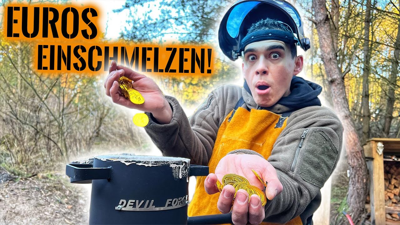 EUROS einschmelzen im 1000°C Schmelzofen - Geht das? | Survival Mattin