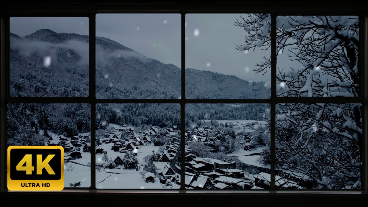 1 Hour Fake Window - Snow | Cozy Winter Ambience