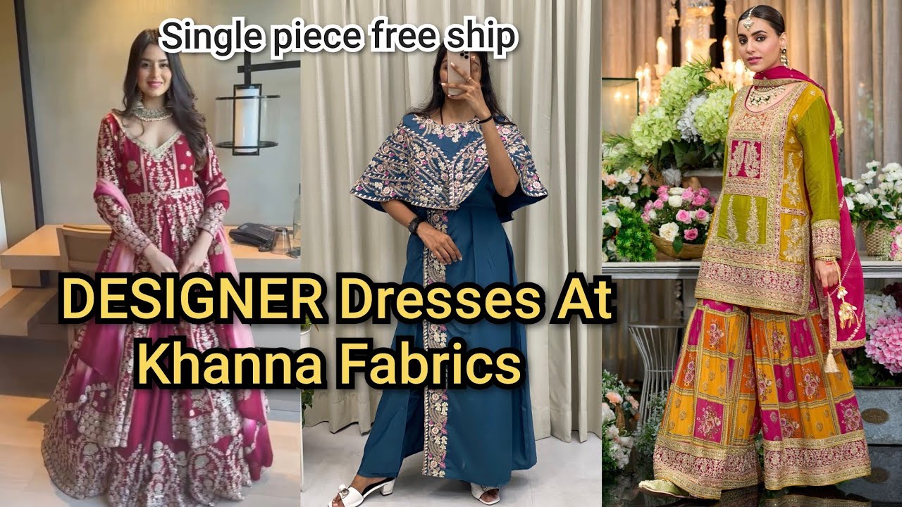 Gown|Garara|Skirt|Plazo| Bahut kuch milega Khanna Fabrics p single piece free delivery k sath