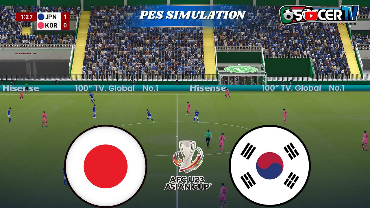 Japan U23 vs South Korea U23 – AFC U23 Asian Cup 2025 | PES PC Gameplay | Full Match Simulation