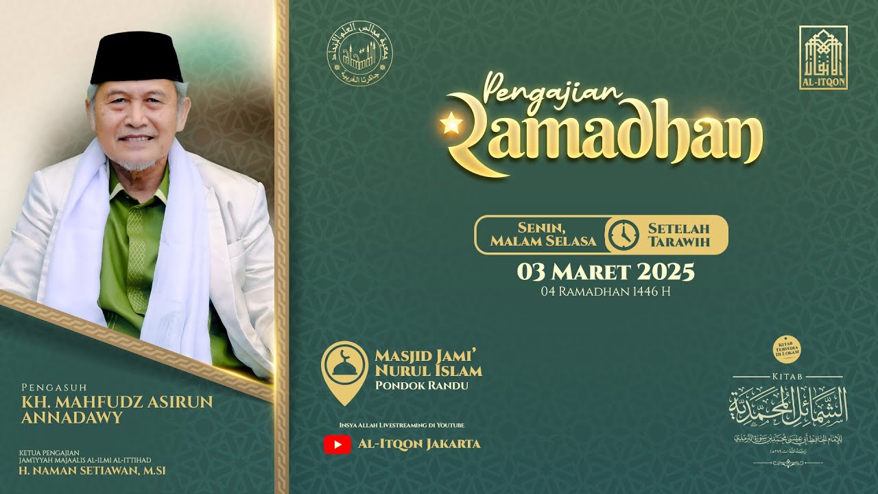 Masjid Jami' Nurul Islam Pondok Randu | Pengajian Ramadhan 1446H Malam ke-4 | KH. Mahfudz Asirun