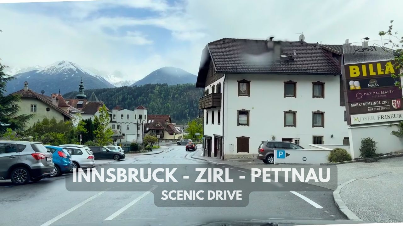 Driving from Innsbruck to Zirl and Pettnau | Rainy Tirol, Austria | 4K HDR | April 17th