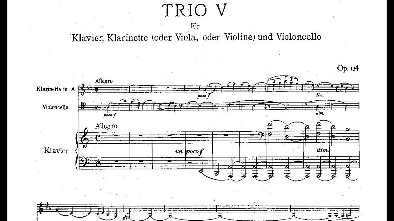 Johannes Brahms: Trio for clarinet, cello and piano Op. 114 (1891)