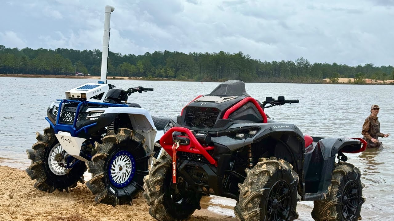 Honda on 34's vs. Canam Outlander! (SUNK IT)