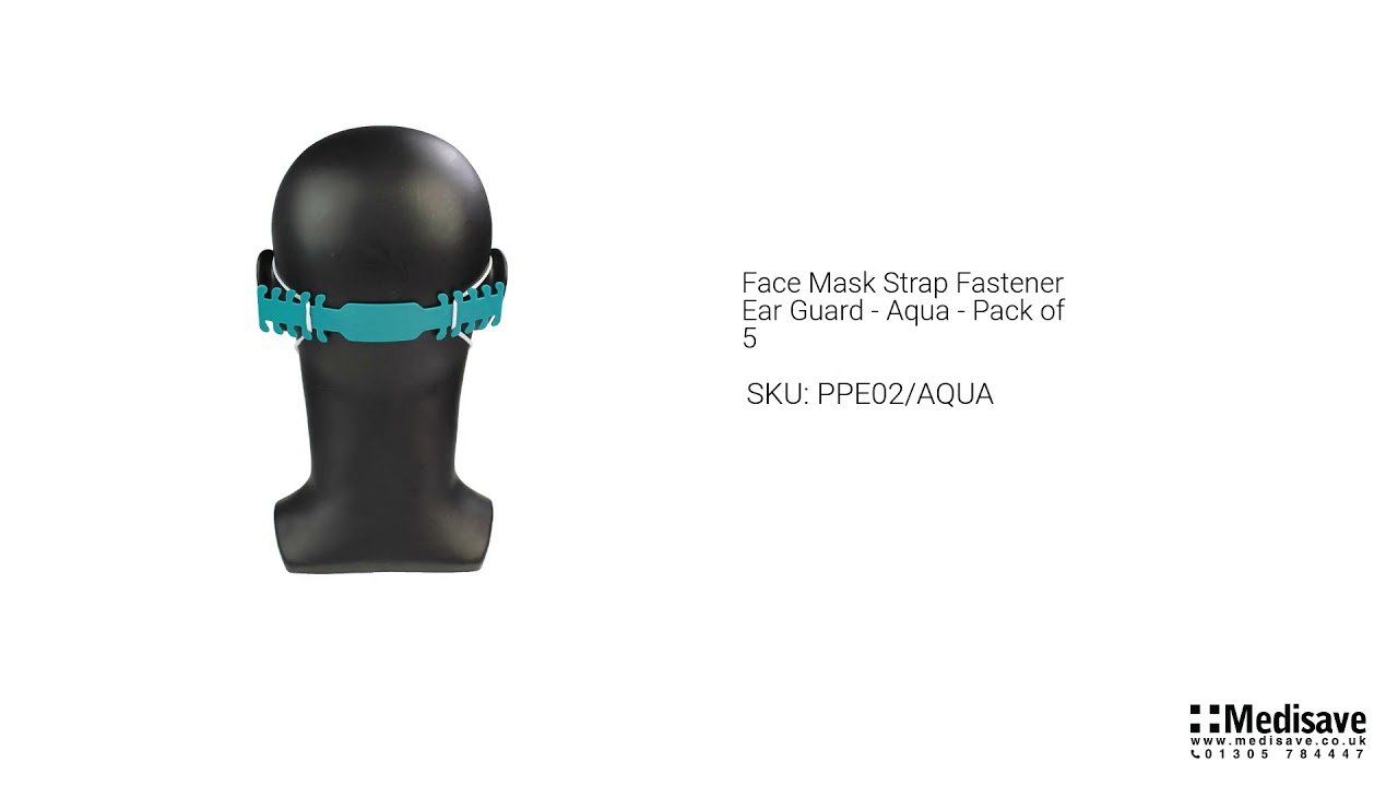 Face Mask Strap Fastener Ear Guard Aqua Pack of 5 PPE02 AQUA
