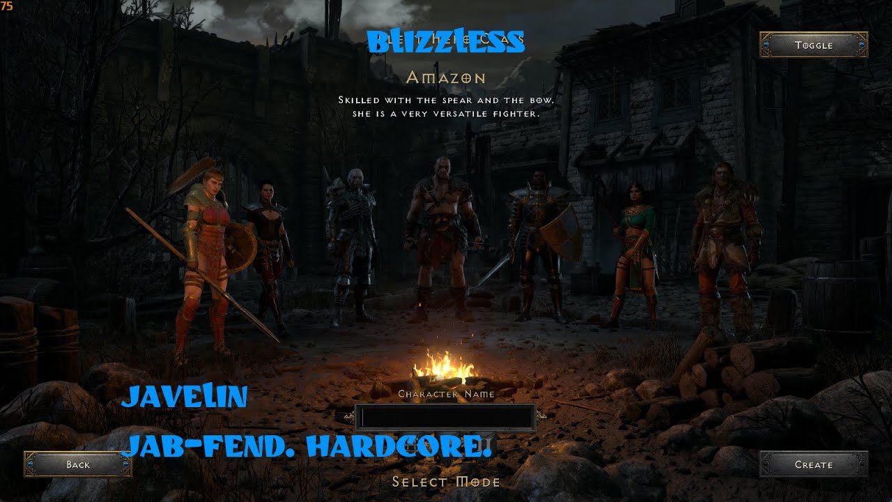diablo 2. blizzless. amazon. javelin. jab-fend. hardcore. taxi. normal-hell.