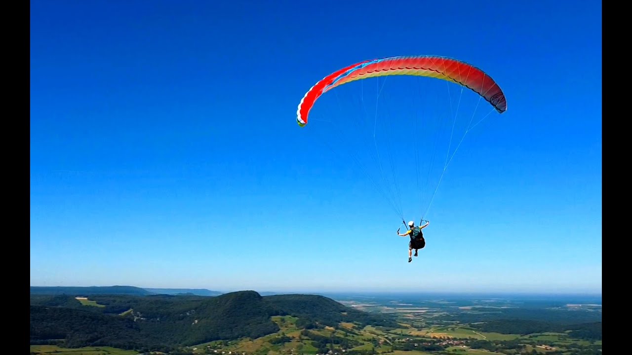 Paragliding in Jura, France, Mount Poupet 2022 - First flights - Paragliding school - 4K drone