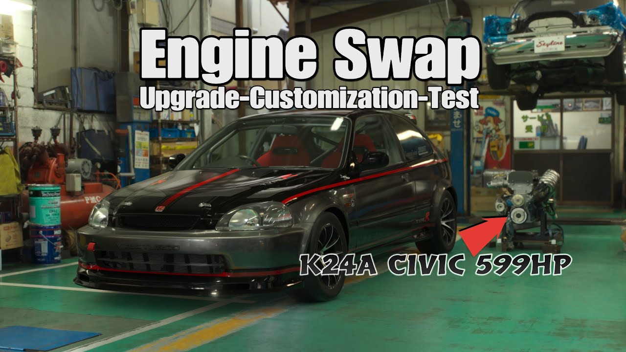 GT7 Engine Swap: Honda Civic Type R ’97 with K24A RCR 599HP Engine | Update 1.48