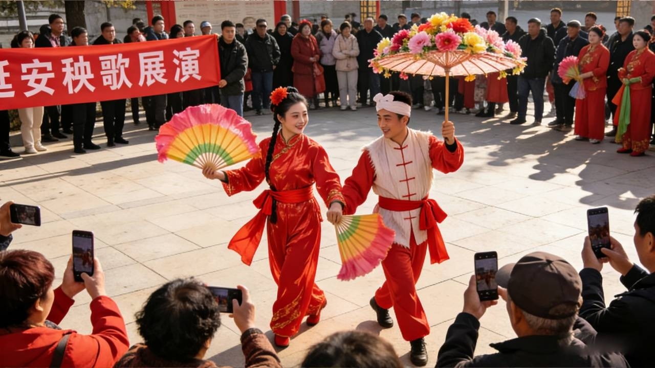 延安秧歌展演太燃，欢迎全国各地的朋友来延安做客 #秧歌 #闹元宵 #陕北延安过大年
