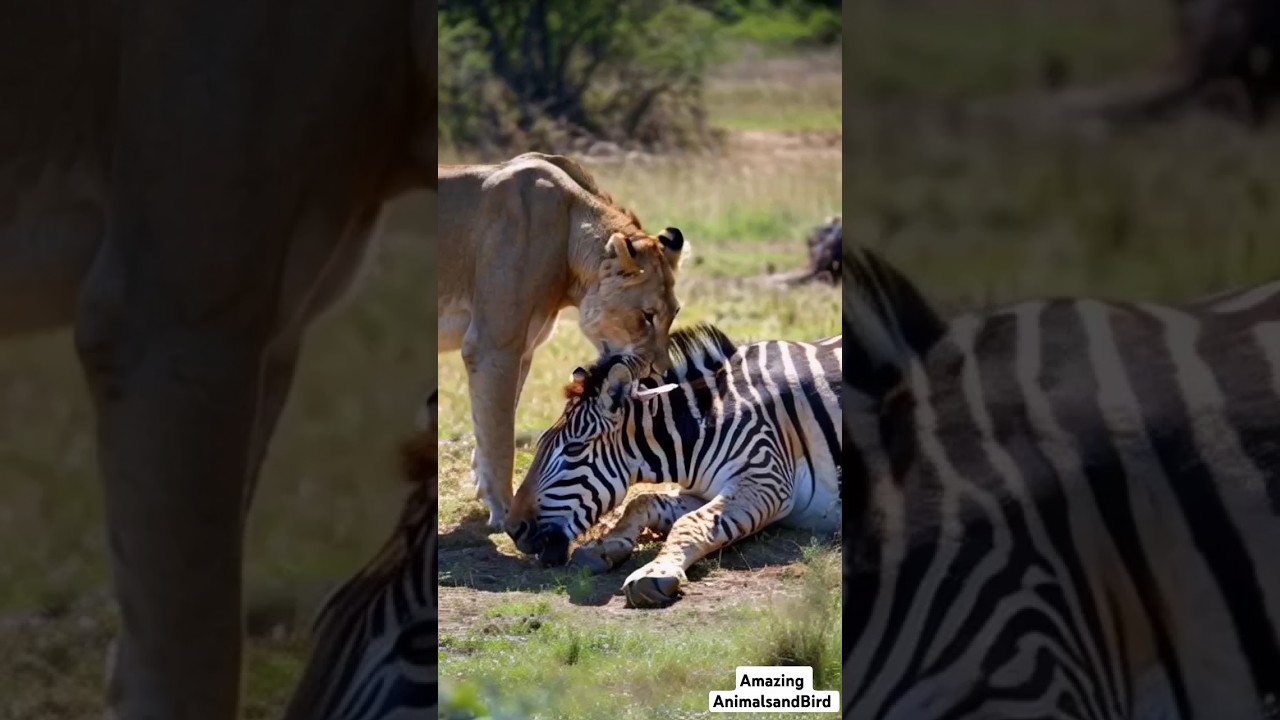 Unbelievable! Lion Gently Smooches Zebra | Heartwarming Animal Friendship Moment