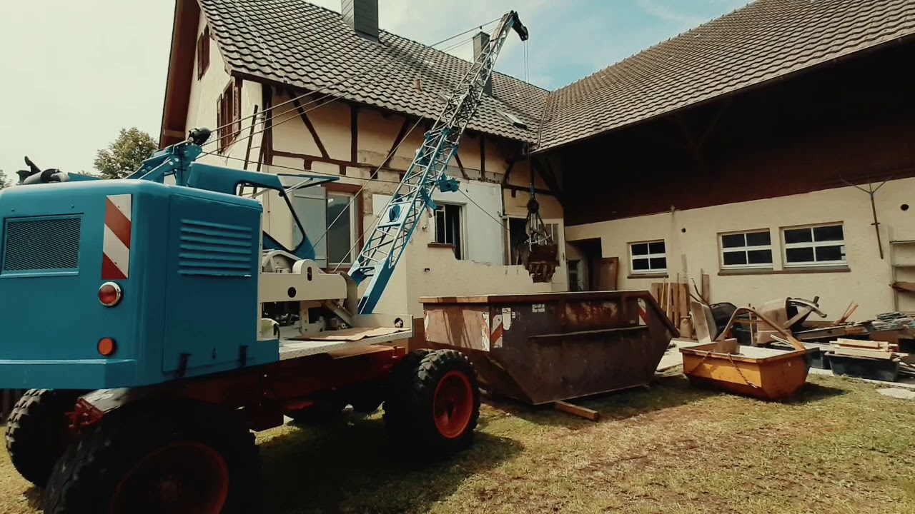 Teilabbruch mit Fuchs 301 Seilbagger/Dragline mit Greifer