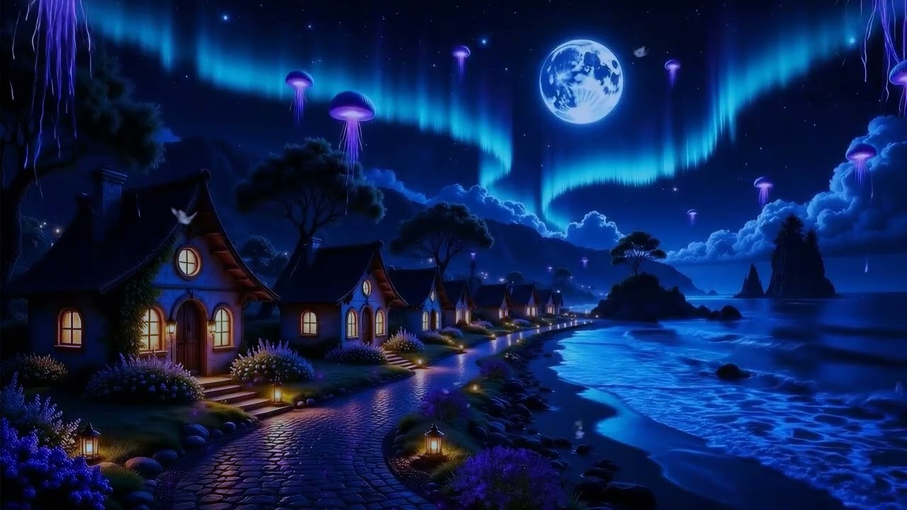 Surreal Glowing Ocean Waves | Deep Sleep & Stress Relief