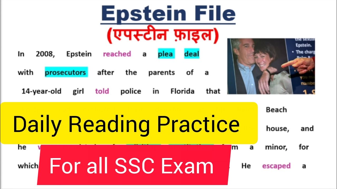 Epstein File I Reading Practice I Vocabulary I English to Hindi I Basic Level I SSC Exams