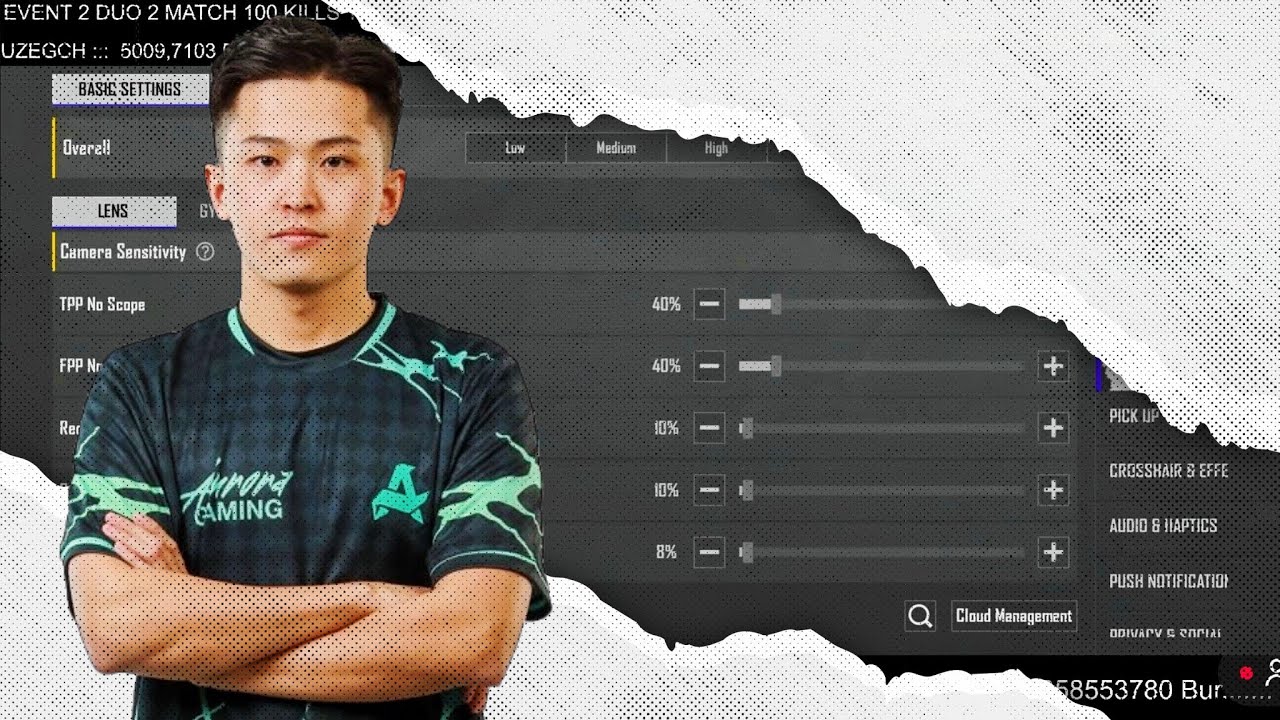 🐐Aurora | TOP Sensitivity Code Update 4.4 🔥 5 Finger No Recoil Sensitivity | PMGC 2025 MVP BGMI/PUBG