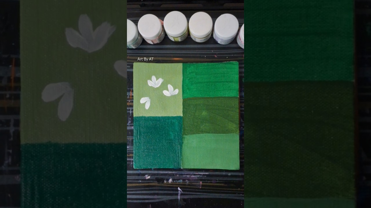 Green Nature Mini Acrylic Painting | Calm Floral & Landscape Art Short 