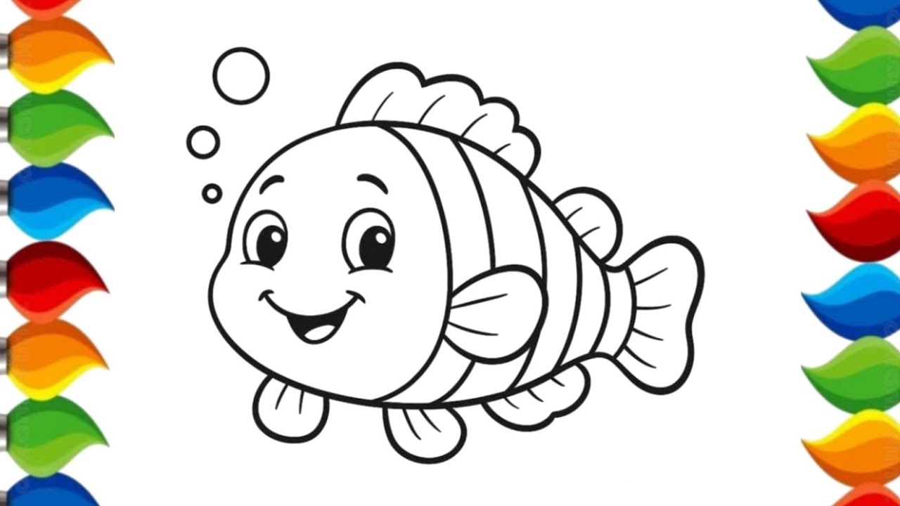 Cute Fish Drawing, Painting and Coloring For Kids and Toddlers_ Child Art