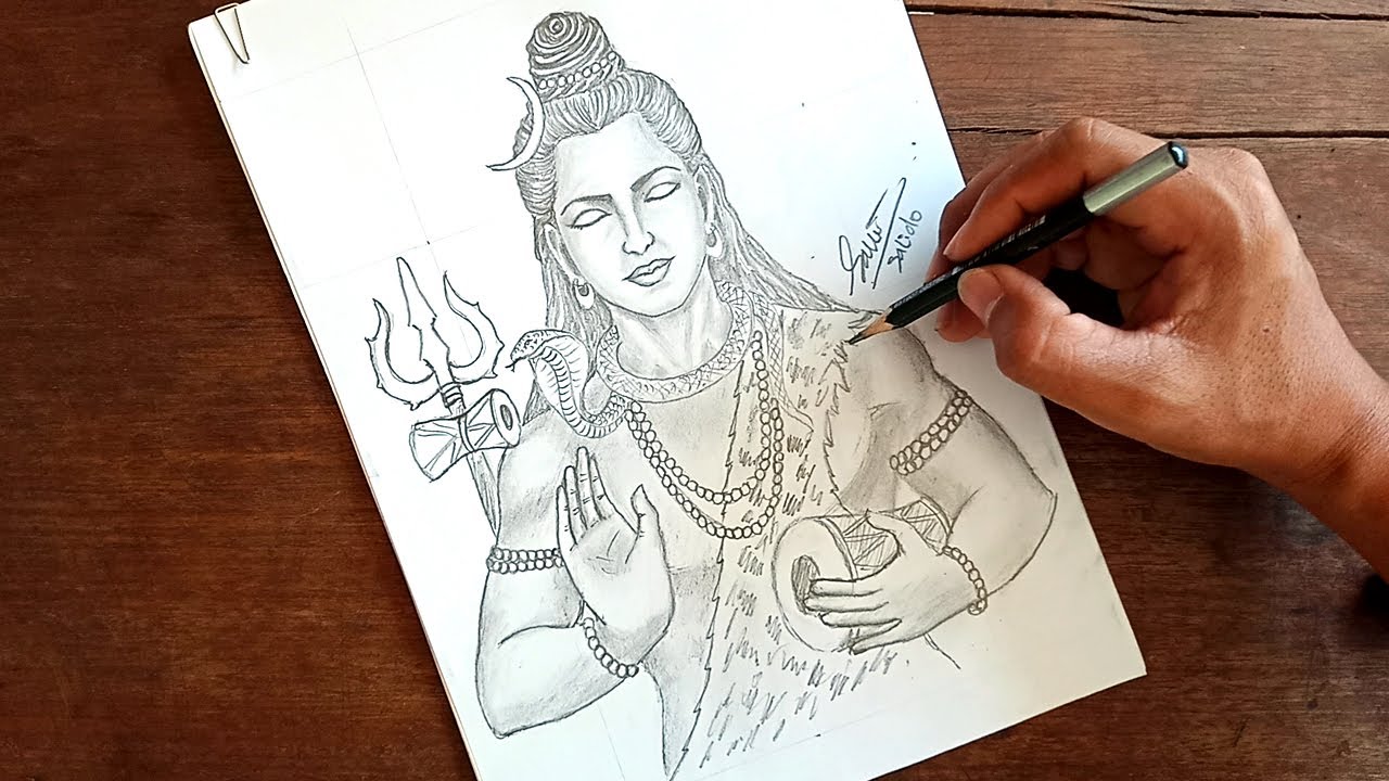How to draw a picture of Lord Shiva, របៀបគូររូបព្រះសិវៈ