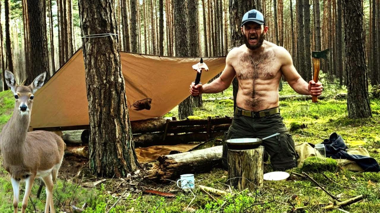 Строительство приюта пончо для выживания | Бушкрафт | Кемпинг